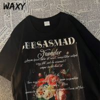 WAXY纯棉t恤男美式嘻哈潮牌宽松百搭夏季新款上衣正肩休闲男装ins