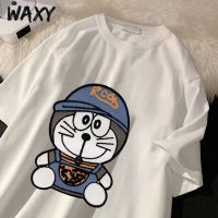 WAXY纯棉短袖T恤男2022年夏季新款宽松百搭半袖原宿风男装ins潮牌