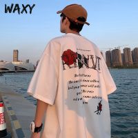 WAXY新款纯棉t恤短袖男学生国潮oversize宽松百搭外穿上衣男装ins