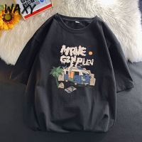 WAXY2022夏季新款纯棉短袖t恤男女款卡通趣味个性百搭情侣装上衣