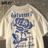 WAXY夏季新款男女同款纯棉短袖t恤个性别致嘻哈宽松情侣装上衣服