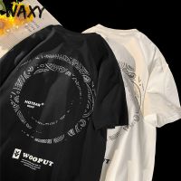 WAXY夏季新款嘻哈潮牌纯棉短袖t恤男女同款半袖上衣高级感情侣装