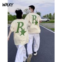 WAXY新款日系显白短袖T恤男女同款潮牌印花半袖宽松上衣情侣夏装