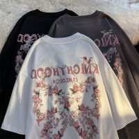 WAXY美式复古设计感玫瑰t恤男女小众oversize宽松情侣上衣ins短袖