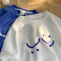 WAXY韩系chic笑脸情侣装t恤夏季半袖纯棉上衣慵懒风男女款短袖ins