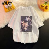 WAXY国潮印花百搭情侣装纯棉短袖t恤男女同款高级感宽松上衣夏装