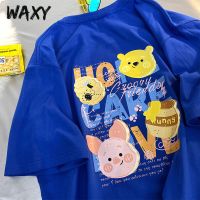 WAXY2022夏季新款小熊维尼印花纯棉短袖t恤女学生宽松百搭上衣潮