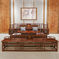 老料老挝大红酸枝1.8米纯手工新中式双人大床古典主卧交趾黄檀红木家具