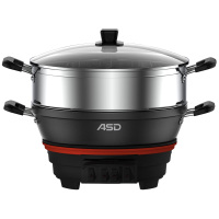 爱仕达(ASD)电炒锅铸铁厚锅壁上蒸下煮,美味一锅出34CM可视钢化玻璃AZ-Y34J108