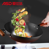 爱仕达(ASD)CF34J1D家用爆炒无涂层平底炒锅 34CM平底精铁锅有辅手柄约1.3KG无锅盖无彩盒整箱8只