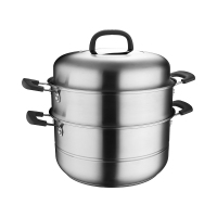 爱仕达(ASD)蒸锅304不锈钢加高厚大容量厨房家用复底蒸馒头锅燃气电磁炉通用 ZS30V3J10升级款黑色把手