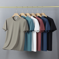 渔人船长夏季加肥加大大码男士运动T恤轻薄透气纯色休闲圆领短袖