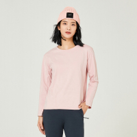 探路者春秋季棉质长袖T恤女2021秋冬柔软亲肤透气户外运动t恤女式舒适女式休闲长袖保暖圆领T恤