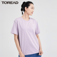 探路者T恤女式吸汗快干透气单向导湿户外短袖T恤圆领速干衣排汗不黏连春夏季棉感宽松运动旅行T恤