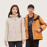 探路者女士三合一冲锋衣 可拆卸单穿防风外套2021秋冬季新款户外防水防油女式户外保暖套绒冲锋衣女