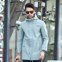 探路者户外风衣单层冲锋衣男轻薄款外套中长款防风衣防水透湿风衣户外服装春夏季户外男式登山徒步休闲外套