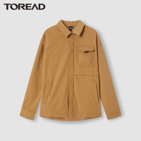 探路者户外休闲衣男秋冬季保暖厚款长袖衬衫弹力斜纹磨毛面料柔软透气2021新款户外弹力舒适男式旅行外套