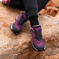 探路者冬季加厚加绒女鞋户外徒步鞋2021秋冬新款内里加绒毛户外鞋女运动休闲防滑舒适女式登山鞋