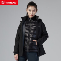 探路者户外套羽绒冲锋衣女秋冬款运动户外女式吸湿速干蓄热保暖柔软耐磨防风防泼水羽绒内胆冲锋衣