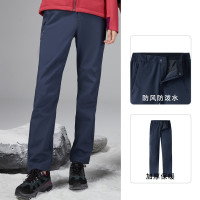 探路者秋冬季旅行裤户外防风裤子加绒保暖裤女士弹力修身防泼水软壳裤女式透气徒步长裤子越野登山裤子