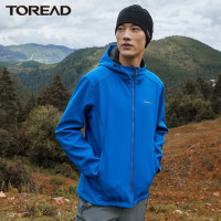 探路者软壳衣 男加绒保暖防风外套秋冬季防泼水防风衣户外服装内里摇粒绒旅行外套连帽徒步外套