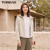 探路者抓绒服女连帽绒衣2021秋冬季新款户外摇粒绒拉链保暖外套休闲运动女式保暖透气抓绒外套