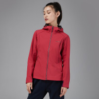 探路者软壳衣女款防泼水加绒保暖防风衣秋冬季旅行外套连帽摇粒绒软壳外套户外修身弹力保暖外套