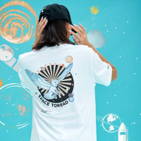 探路者(TOREAD)联名猫盟休闲t恤男女通用荒漠猫T恤夏户外刺绣印花体雪鸮短袖T恤