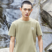 探路者户外圆领短袖男 功能T恤 22春夏新款户外潮流印花干爽弹力男式短袖汗衫TAJK81753