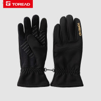 探路者秋冬季户外防滑手套男士女士耐磨防滑SOFTSHELL手套掌心硅胶防滑防风防水手套指尖可触屏手套