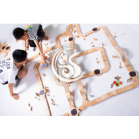 木制儿童益智亲子轨道滑道路径积木叠叠高拼搭积玩具无毛刺无异味