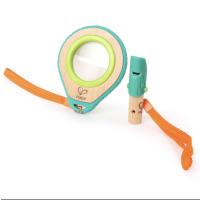 放大镜、口哨探索套装德国hape户外八倍望远镜 放大镜口哨探索套 宝宝认知世界儿童玩具
