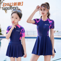 2022新款游泳衣亲子泳衣母女速干泳装女童中大童连体裙式夏季泳衣