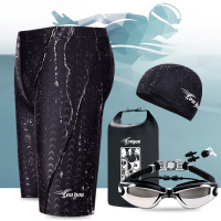 男士泳裤平角五分防水宽松泳衣男防尴尬速干大码游泳裤游泳装备