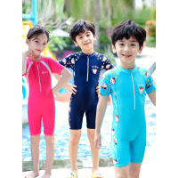 儿童泳衣夏男童女童连体小中大童短袖沙滩男孩宝宝大码温泉游泳衣