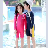 儿童泳衣男童女童连体中大童小童长短袖男孩宝宝温泉泳衣2021新款