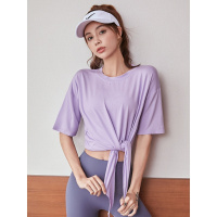 运动短袖宽松瑜伽服女上衣短款速干透气网红T恤跑步健身夏季薄款