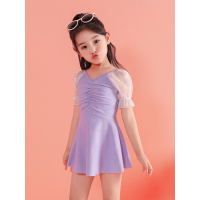 儿童泳衣女童夏连体蕾丝网纱可爱公主宝宝游泳衣学生小中大童泳装