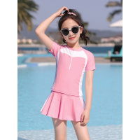 儿童泳衣2022新款分体女孩平角裙摆温泉女童游泳衣中大童泳衣