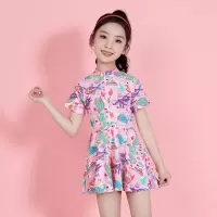 儿童泳衣女童夏季连体裙式中大童游泳衣女孩可爱公主宝宝泳装