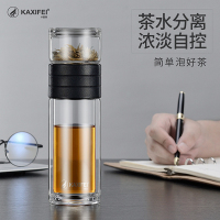 双层玻璃杯便捷泡茶杯360ml创意男女办公杯车载水杯过滤茶具时尚情侣杯礼品杯子