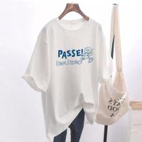 PASS短袖t恤女式打底衫可爱熊熊印花女式t恤舒适百搭