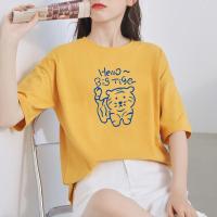 PASS短袖女t恤2022年新品短袖甜美可爱小老虎印花短袖休闲百搭女