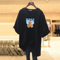 PASS22年新款短袖时尚百搭潮流碎花小熊印花t恤女式短袖女夏上衣