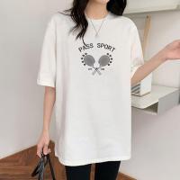 PASS夏季新品短袖t恤女式小熊甜美可爱少女风印花短袖休闲百搭