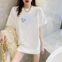 PASS22年新款短袖时尚百搭潮流碎花小熊印花t恤女式短袖女夏上衣