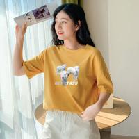 PASS印花休闲百搭女式t恤短袖圆领t恤女式