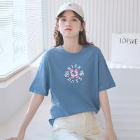 PASS印花短袖t恤女式休闲百搭甜美少女风打底衫女式t恤