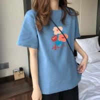 PASS2022年时尚新品短袖女式t恤潮流搞怪动物印花休闲百搭短袖女