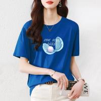 PASS[拼色印花]新款T恤女夏潮时尚透气短袖女显瘦宽松女式T恤